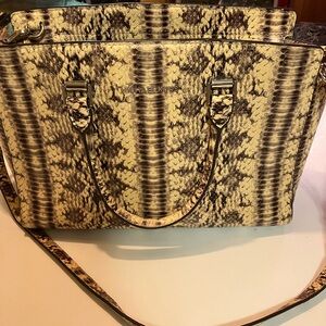 Michael Kors Brown and Cream Snake Print Satchel